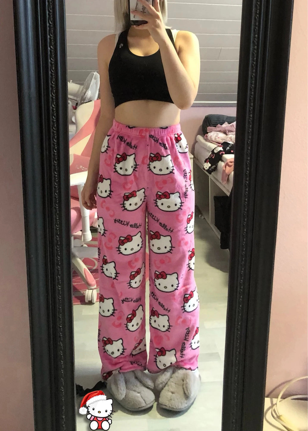 Y2K Hello Kitty pajamas anime women's pajamas Cartoon Fashion Home Sleepwear Trousers Leisure Home Clothing Winter Trouser