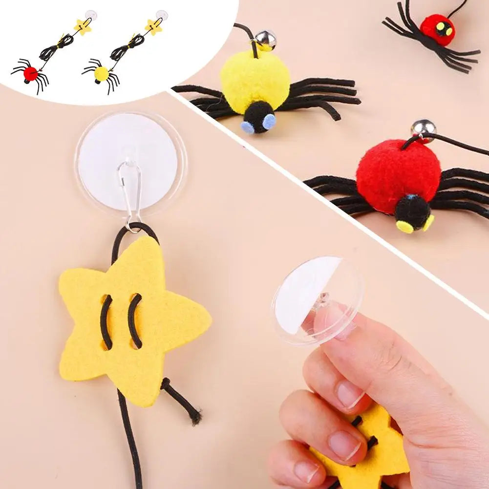 Cat Pet Toy Hanging Door To Relieve Depression Swinging Hanging Elastic Rope Feather Playing Stick Bell Spider for Pet Supplies