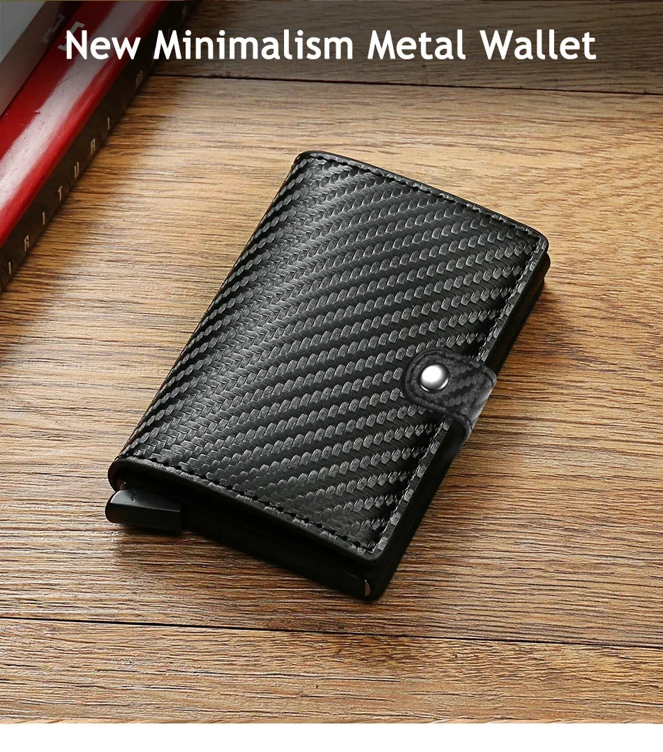 Rfid Carbon Fiber Credit Card Holder Wallet Money Bag Luxury Men Rfid Smart Metal Cardholder Case Slim Minimalist Wallet for Men