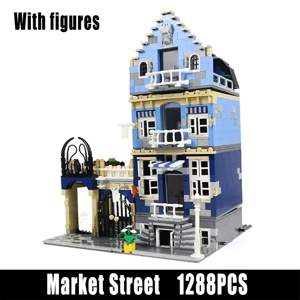 Creatoring Expert Pet Book Shop Town Hall Downtown Diner Model Moc Modular Building Blocks Brick Bank Cafe Corner Toys Parisian