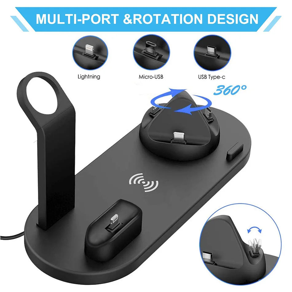 7 in 1 Wireless Charger Stand Pad For iPhone 17 16 15 14 13 12 Apple Watch Airpods Pro iWatch 8 7 6  Fast Charging Dock Station