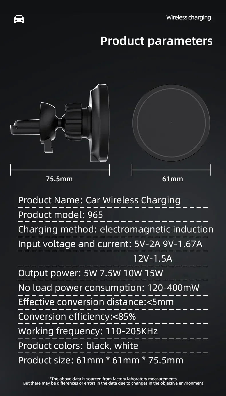 Magnetic Car Wireless Charger + Ring For iPhone 12 13 14 15 16 17 pro max mini Air Vent Car Phone Holder Stand Fast Car Charging