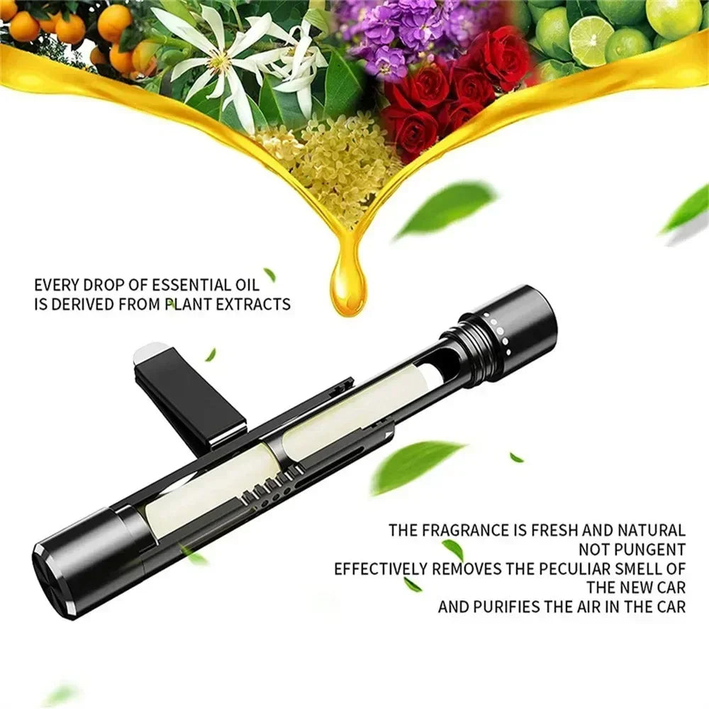Car Fragrance Custom Vent Clip Cylindrical Essential Oil Car Diffuser Vent Clip with 1/10 Refill Sticks for Auto Office Kitchen