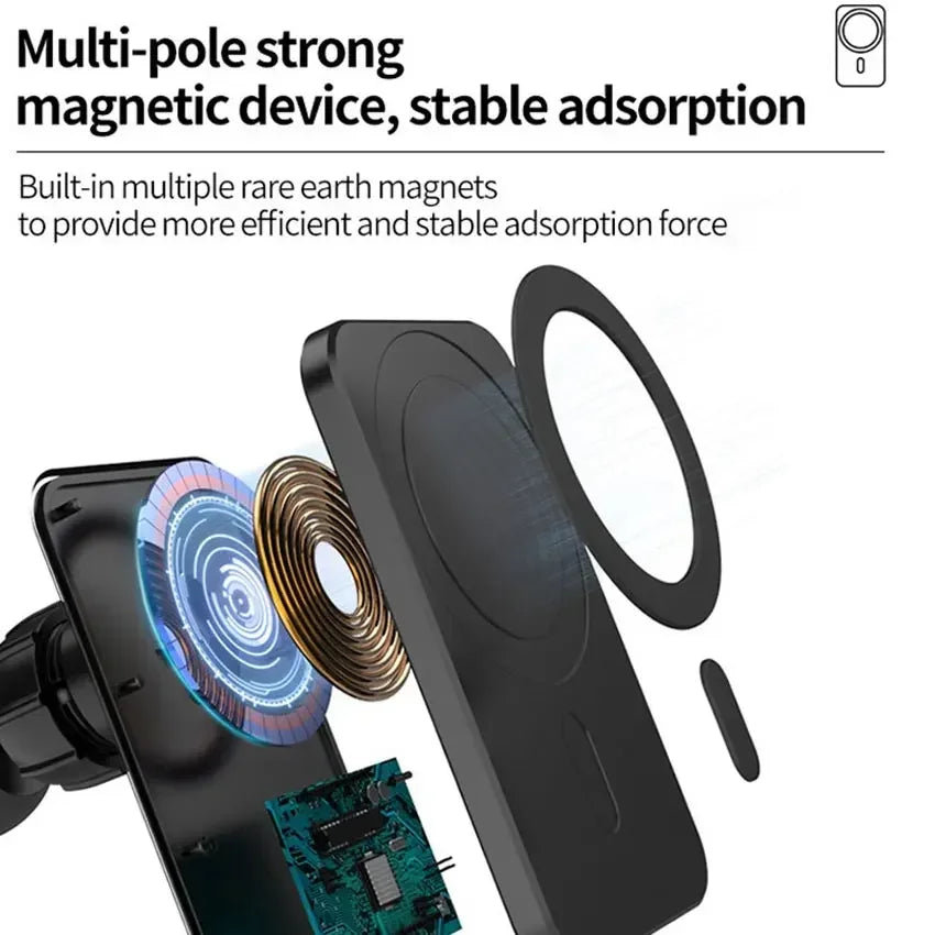 30W Magnetic Car Wireless Charger For iPhone 16 15 14 13 12 Pro Max Mini Car Phone Holder Stand Mount Fast Charging Station