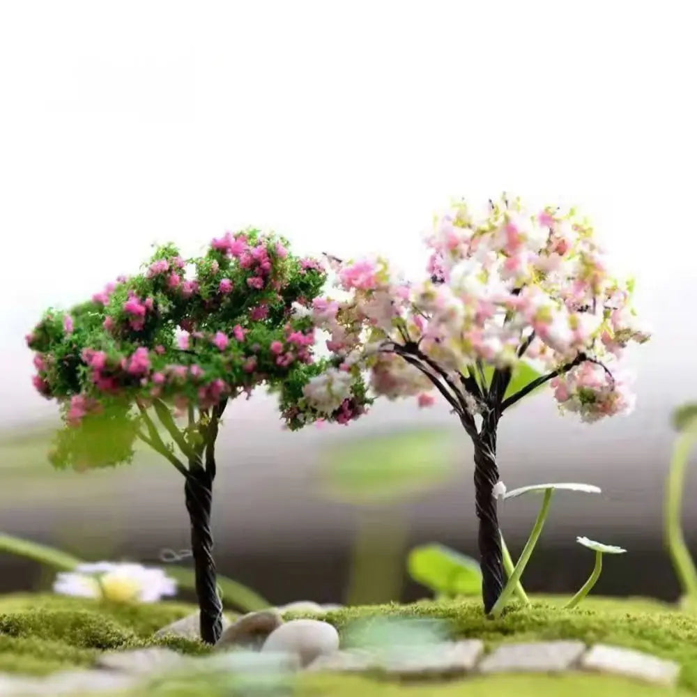 Durable Plastic Sakura Miniatures Rural Style Model Simulation Trees Landscape Vivid Micro Landscape