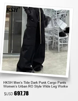 HKSH Spring Autumn New Outfit China-Chic Dark Ribbon Zipper Men Tide Dark Hooded Sweatshirt Original Punk Ins Cargo Pants HK0531