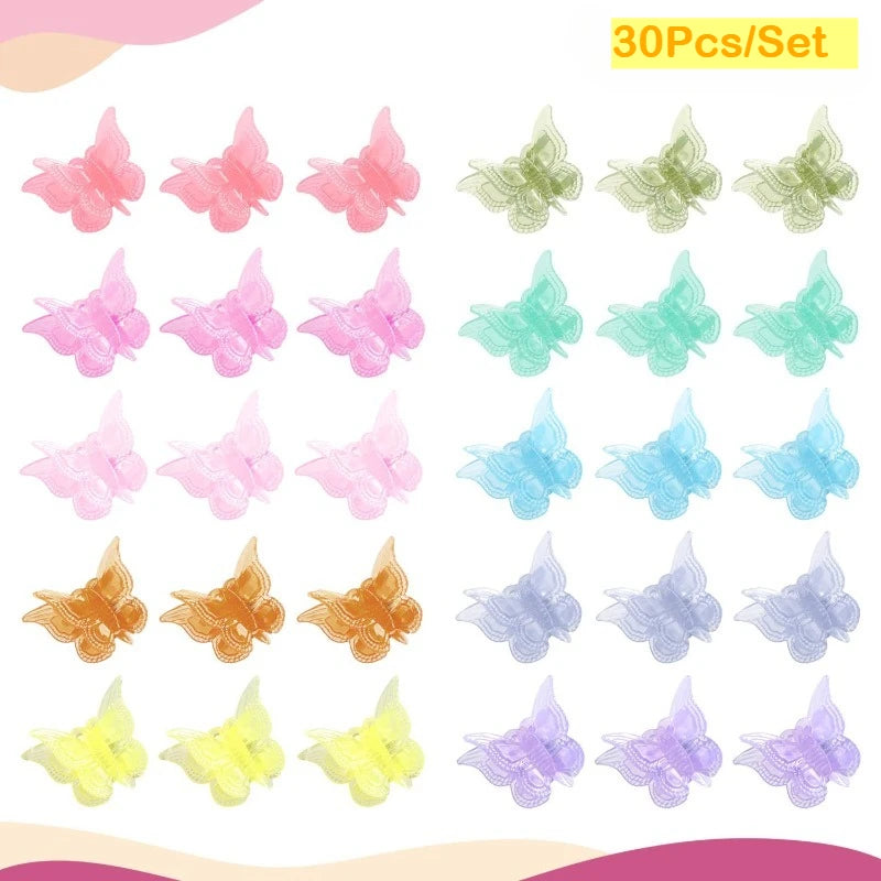 Glitter Mini Butterfly Hair Claw Clips for Girls