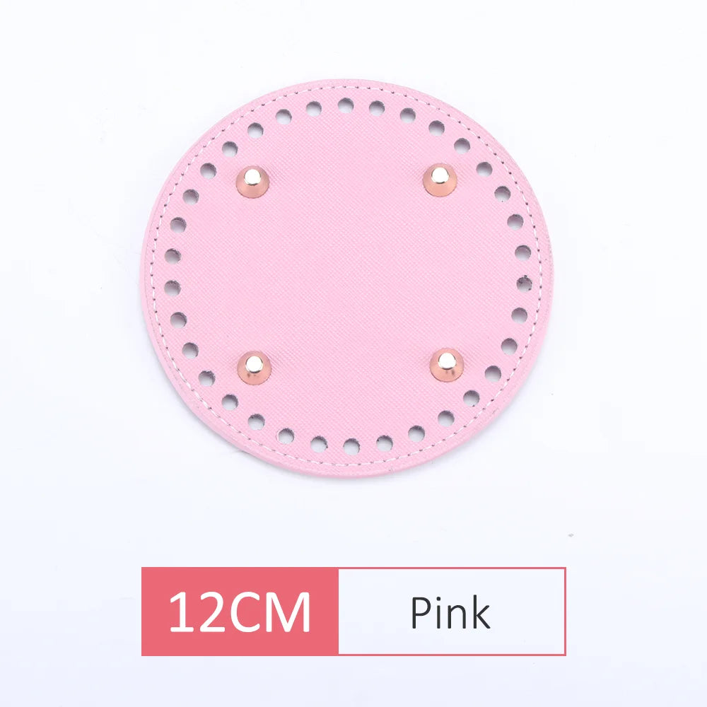 QJH 1 Pcs PU Leather Oval/Round Long Knitting Crochet Bags Bottom for Thick Yarn DIY Weaving Supplies Home Decor Purse Making