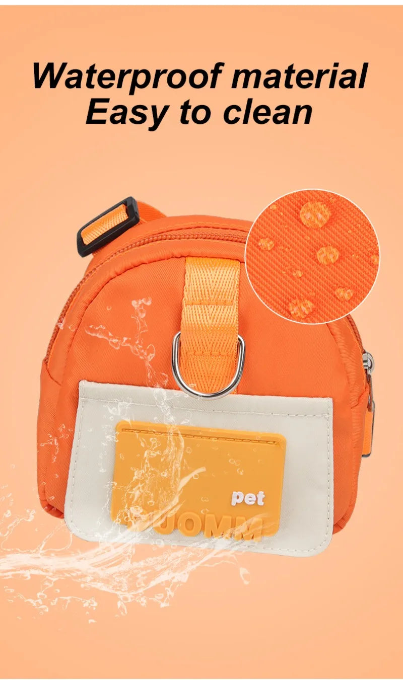 Cute Adjustable Pet Backpack with Harness Leashes Outdoor Travel Portable Dog Training Treat Pouch Pet Puppy Snack Storage Bags