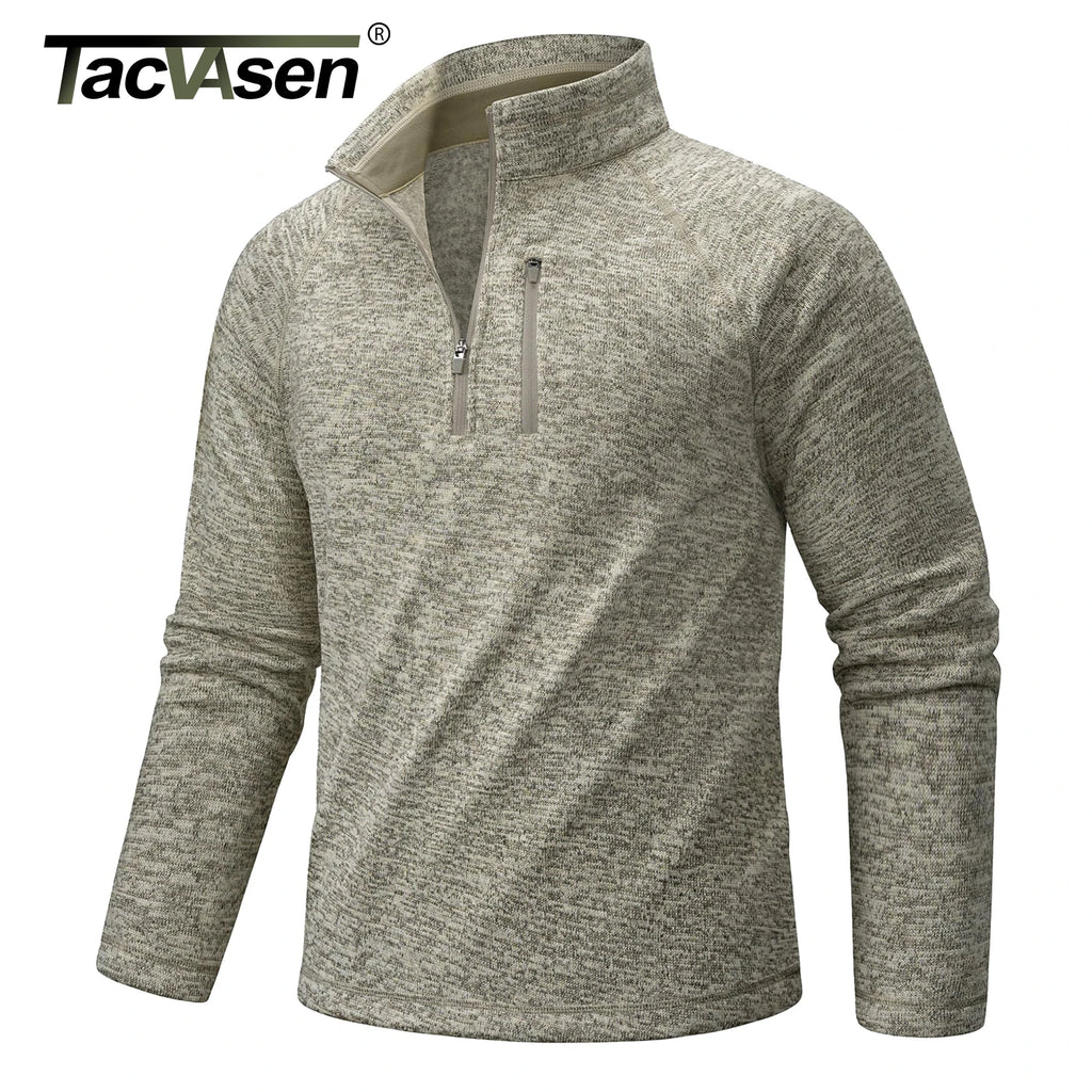 TACVASEN Men's Quarter Zip Pullover Long Sleeve Thermal Fleece Sweater Lightweight Casual Golf Sweatshirt with Zipper Pocket