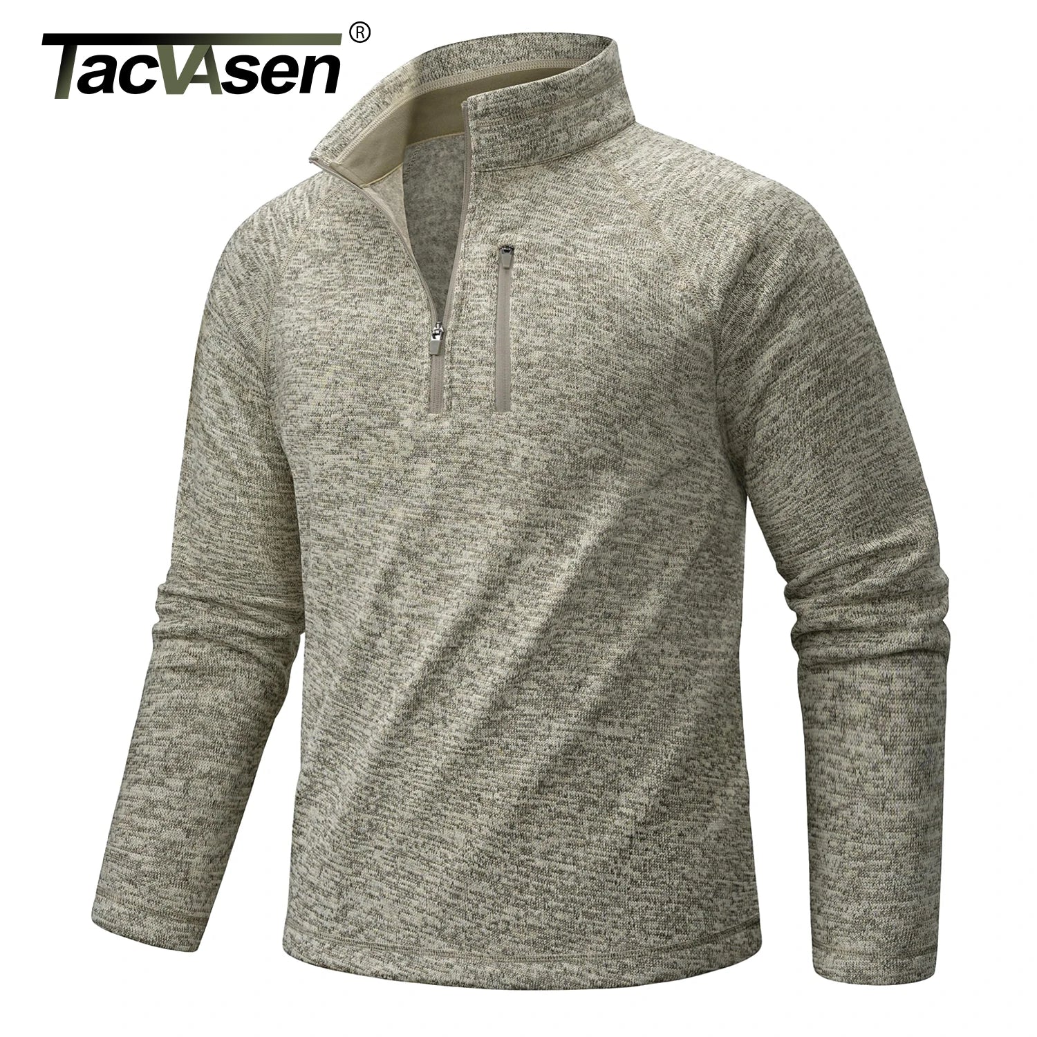 TACVASEN Men's Quarter Zip Pullover Long Sleeve Thermal Fleece Sweater Lightweight Casual Golf Sweatshirt with Zipper Pocket