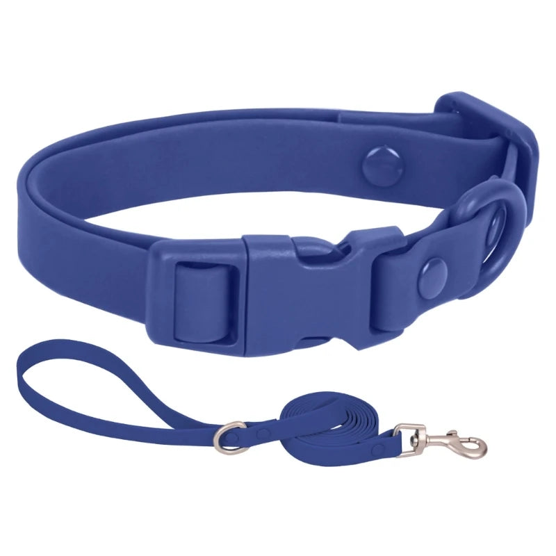 448B Waterproof Dog Collar Adjustable Length Macaron Color Pet Collar with Leash Large Dog Training Accessories