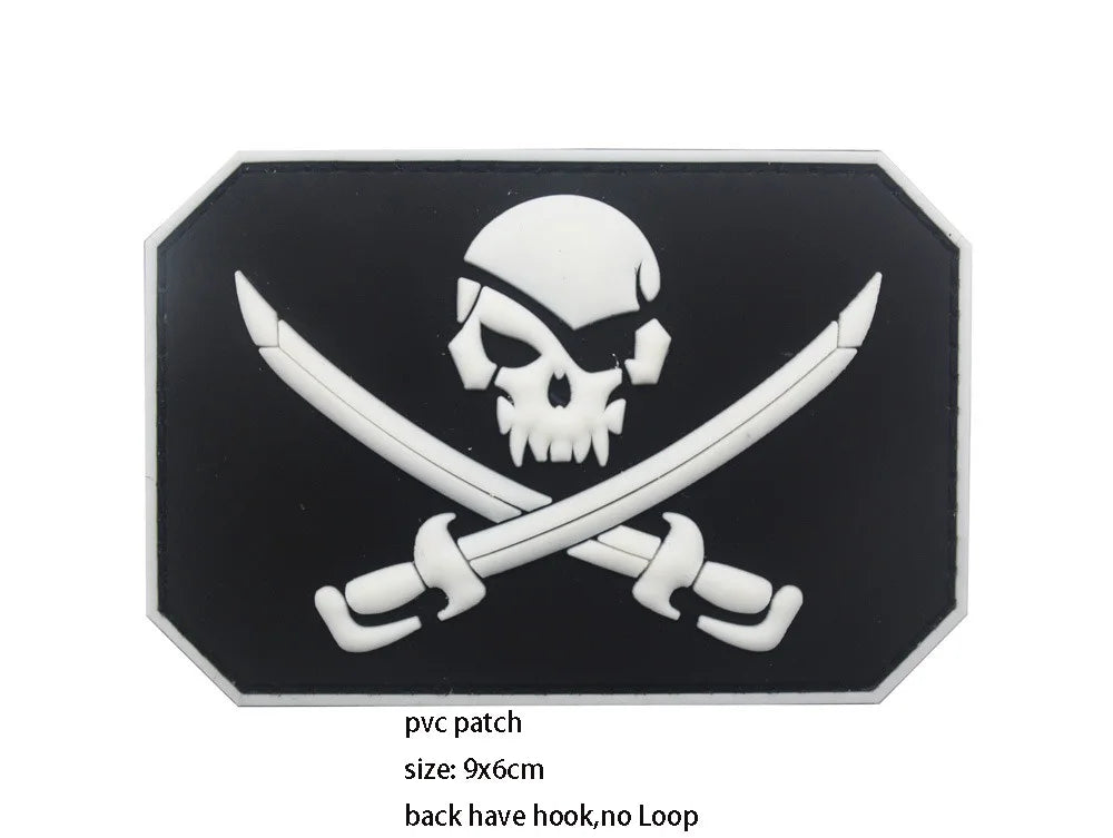 New Design Creative Pirate Captain Jack Soft PVC Armband Glow-in-the Dark Skull Tactical Morale Backpack Patches for Clothing
