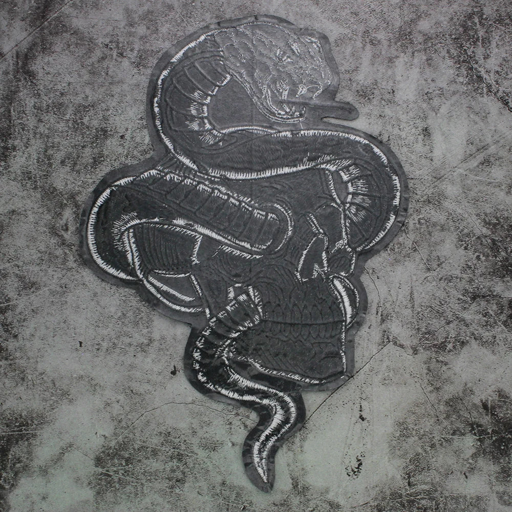 Large Skull Snake flower Biker Patches Iron on Embroidery Back Applique Jackets DIY Motorcycle Patch for Clothing Punk  Badge