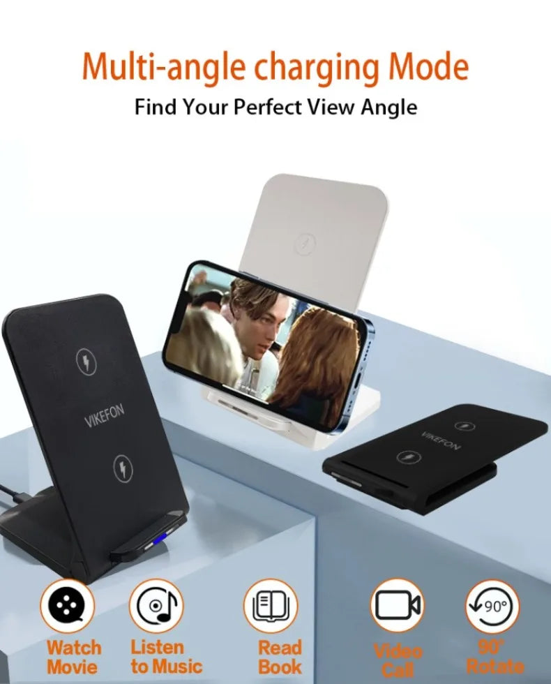 30W Foldable Wireless Charger Stand Pad For iPhone 14 13 12 11 Pro Max X Samsung S21 S20 Fast Charging Dock Station Phone Holder