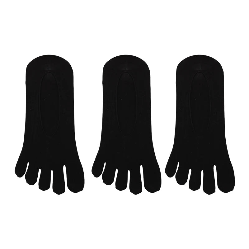 3 Pairs Men Invisible Toe Socks Thin Velvet Breathable Elastic Silicone Non-slip Five Finger Sock Comfortable Casual Slipper Sox