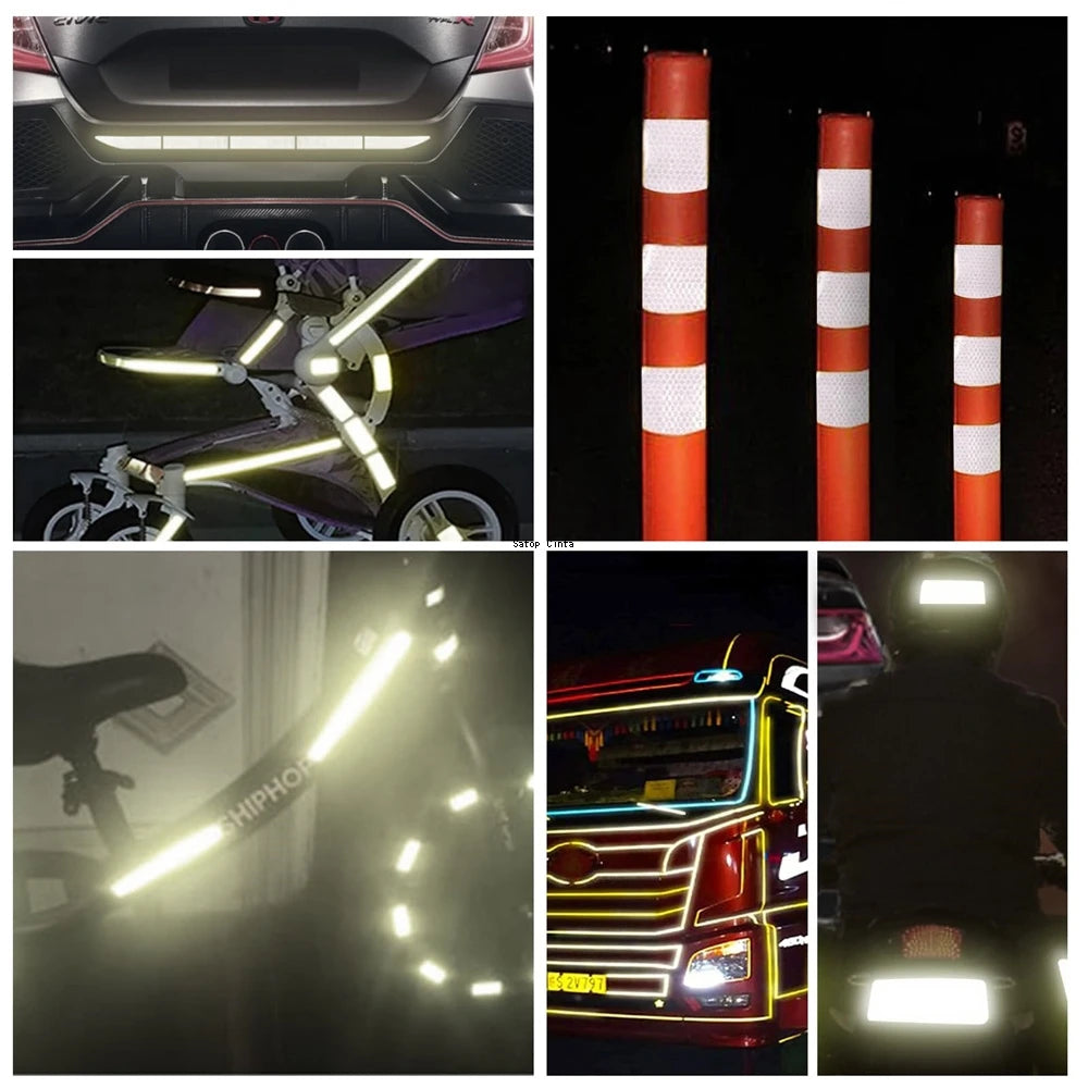 10cm*5M High Reflection PET Micro Prismatic Self Adhesive Reflectors Tapes Waterproof White Reflective Stickers For Trucks Trail