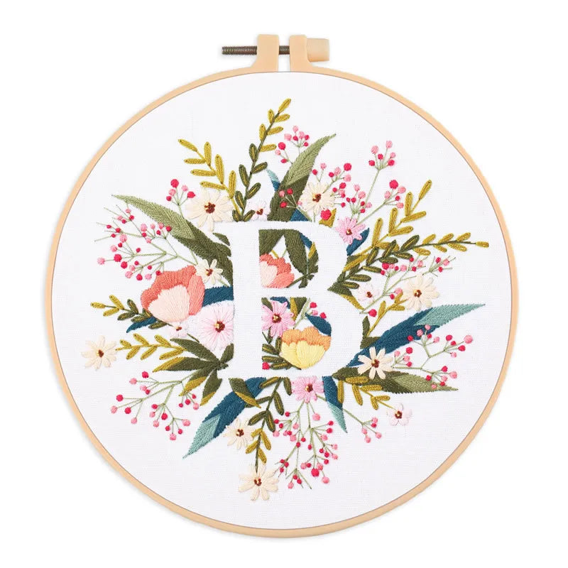 Embroidery Kit for Christmas DIY Wreath Printed Pattern Flower Cross Stitch Set Needlework Hoop Handmade Sewing Art Craft Kit
