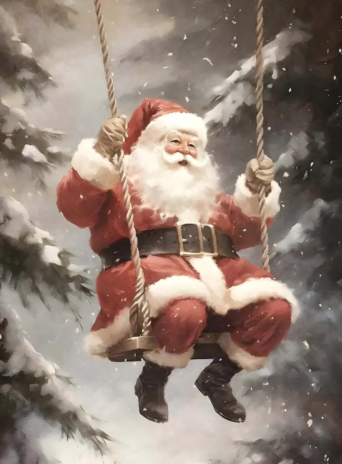 Vintage Holiday Christmas Santa Claus Winter Gingerbread Сottage Wall Art Posters Prints Canvas Painting for Room Home Decor