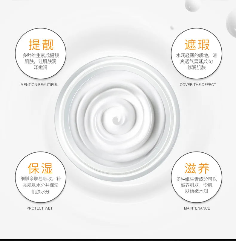 Quick Whitening Face Cream Long Lasting Moisturize Oil Control Skin Care Cover Pores Acne Nude MakeUp Base Brighten