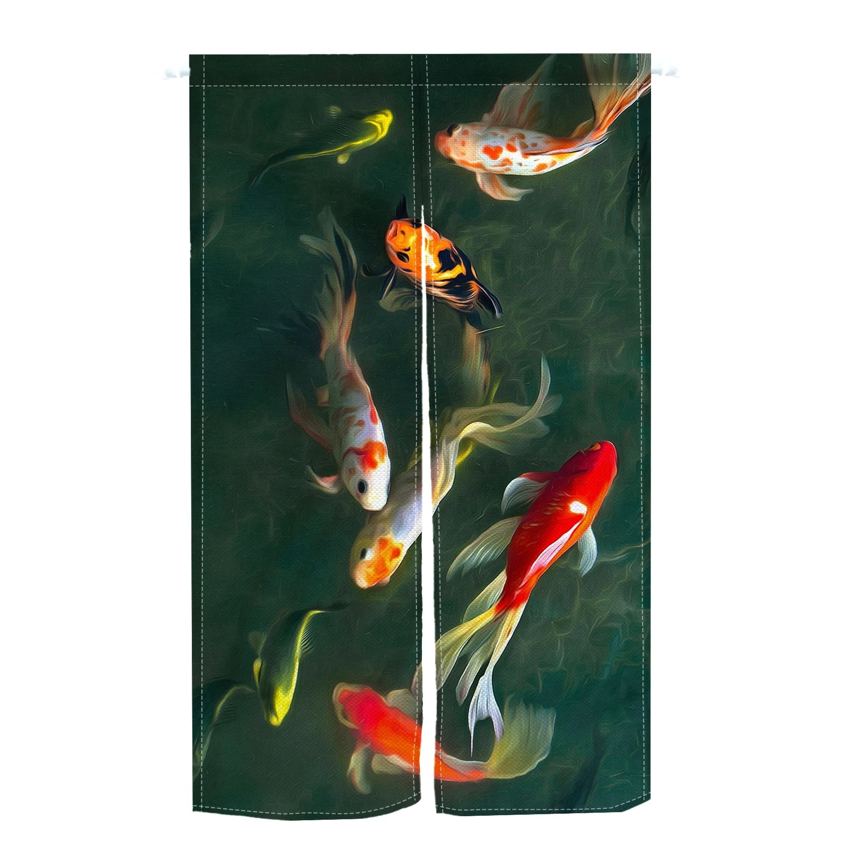 Japanese Koi Fish Door Curtain Fengshui Kitchen Bedroom Linen Doorway Curtain Entrance Hanging Half Curtain Partition Curtain