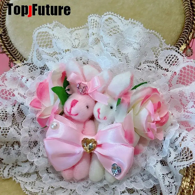 Handmade Women Mars Style Gal Series Y2K Rabbit Gradient Flower