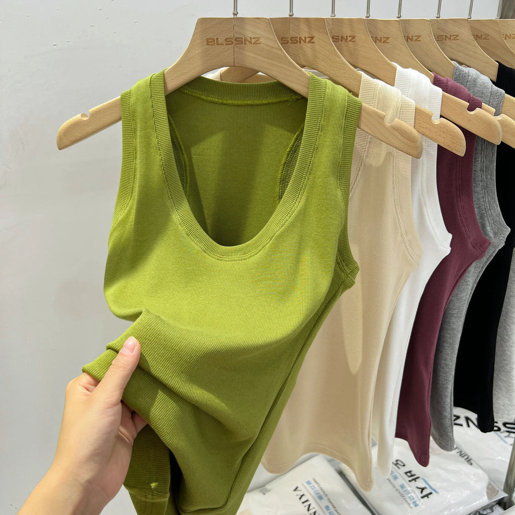 Zjaiss Women's Tank Tops Solid Camisole Summer Slim Versatile Y2K