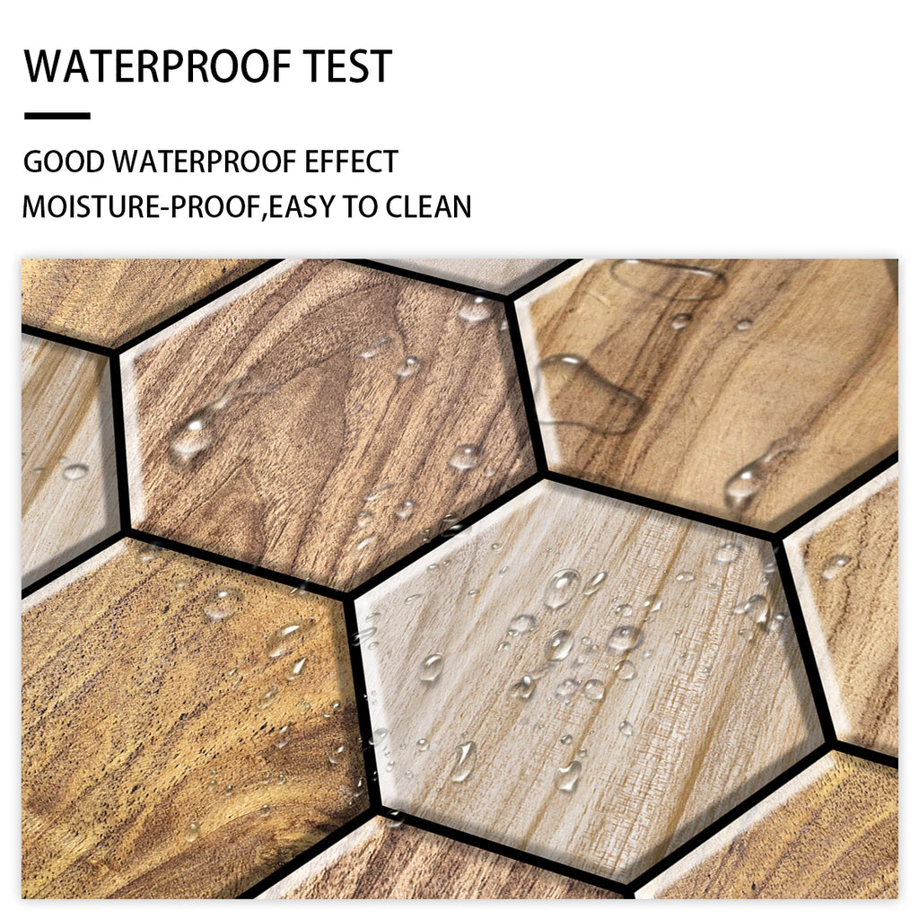 5 Styles Flat Hexagon Marble Embossing Tile Wall Stickers Oil-Proof Kitchen & Bathroom Washbasin Glossy Surface Decorative Mural