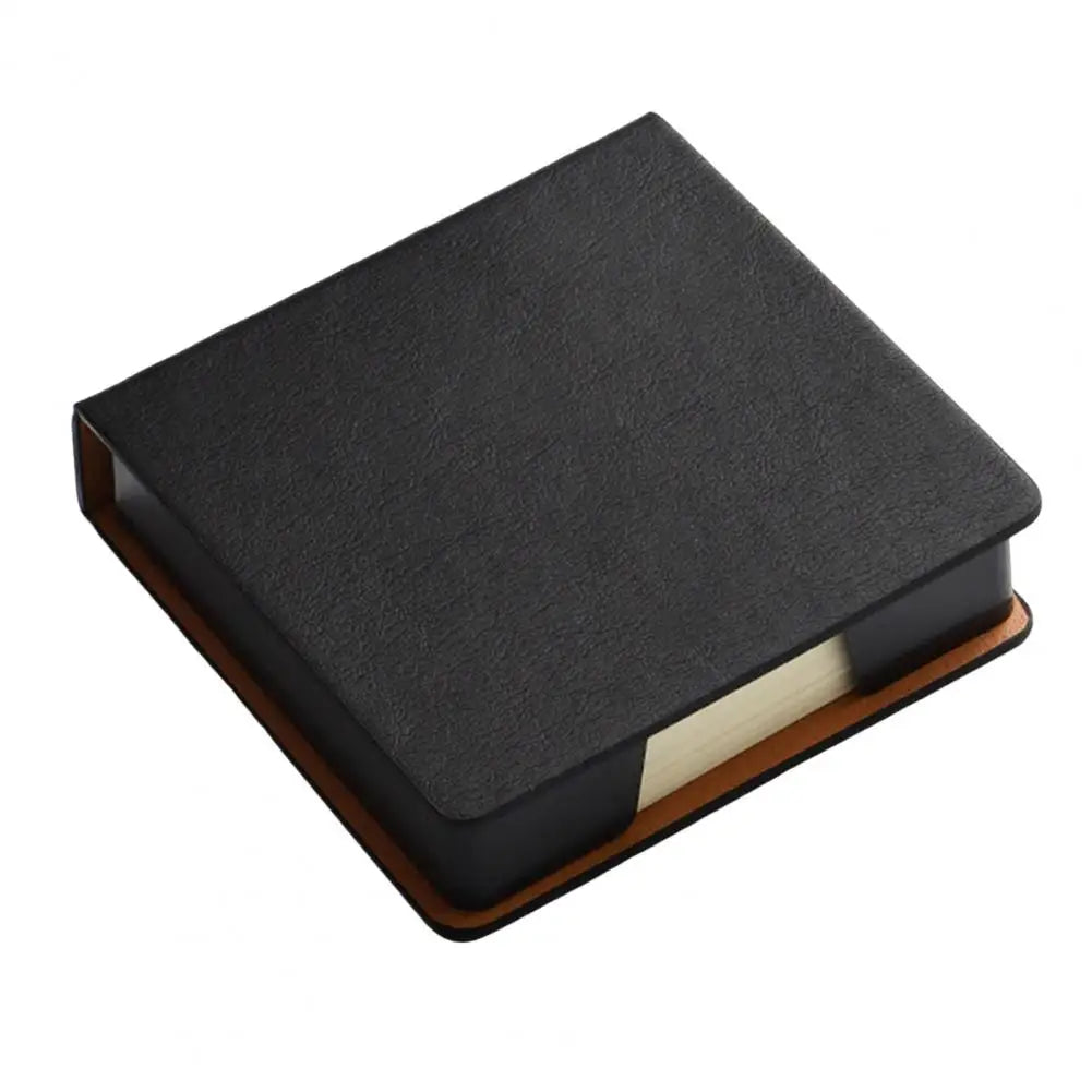 Desk Organizer with Note Paper Note Box with Grooves Imitation Leather Sticky Notes Holder with Lid Cover Name Cards Organizer