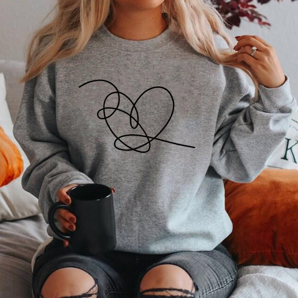 Love Yourself Heart Sweatshirt Love Yourself Tear Hoodie Heart Pullovers Women Long Sleeve Crewneck Sweatshirts Casual Hoodies