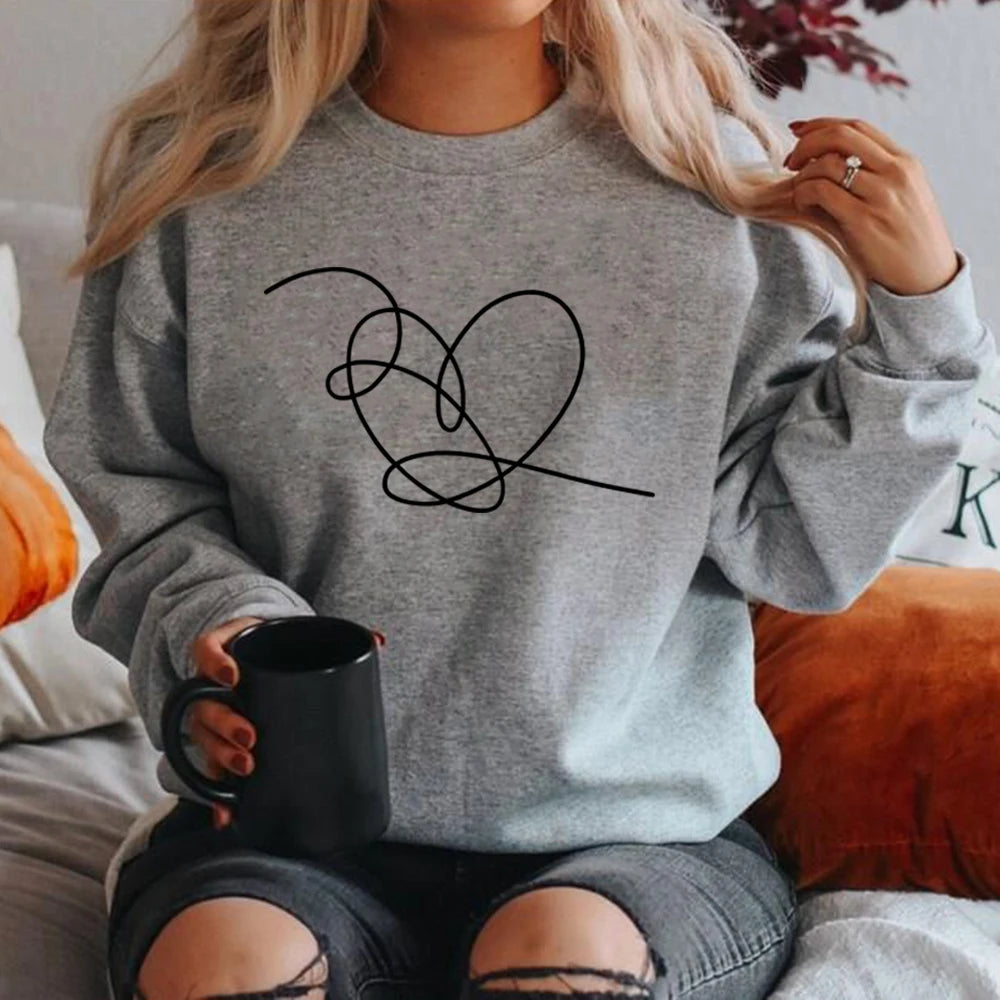 Love Yourself Heart Sweatshirt Love Yourself Tear Hoodie Heart Pullovers Women Long Sleeve Crewneck Sweatshirts Casual Hoodies