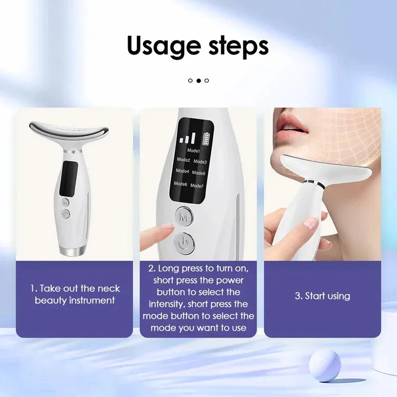 Home Use LED Face Neck Massager 7 Colors Light Therapy 7 Modes 3