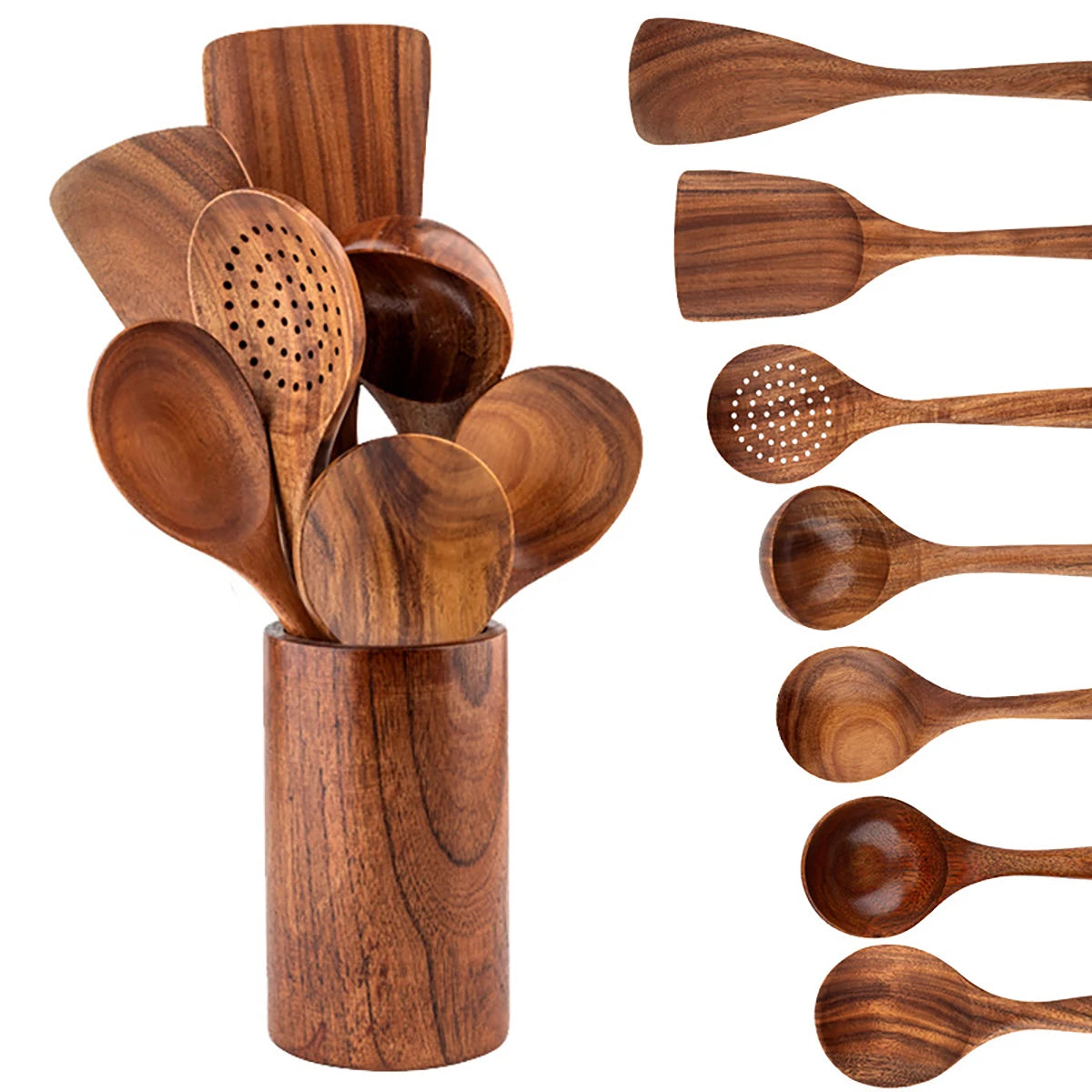 Wood Kitchenware Cooking Set Household Spatula Spoon Set Salad