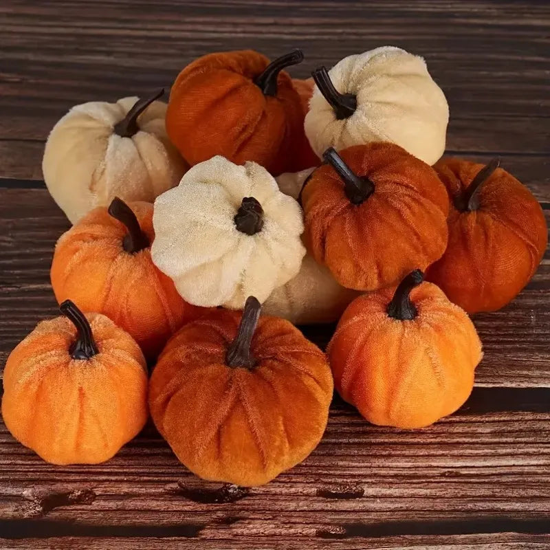 Velvet Artificial Pumpkin Decoration Desktop Pumpkin Ornament Christmas Thanksgiving