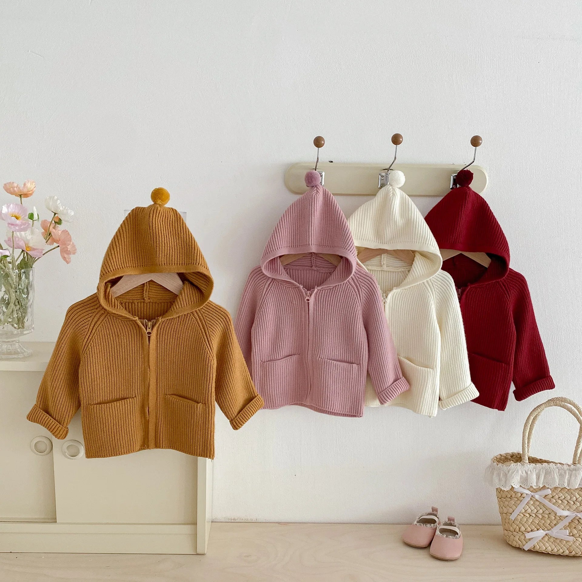 Autumn Baby Girls Hoodie Jacket Kids Sweater Long Sleeve Knitted Cardigan T-Shirt Children Tops Zipper Sweatshirt Child Coat