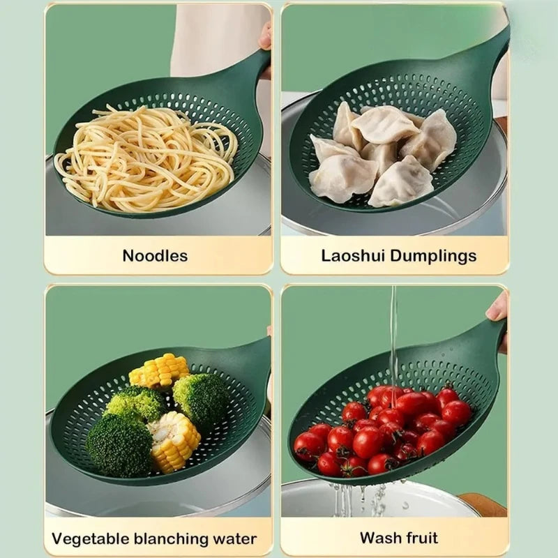 Large, Thickened, Long-handled Strainer Spoon for Draining Noodles and Dumplings in A Household Kitchen Kitchen Tools