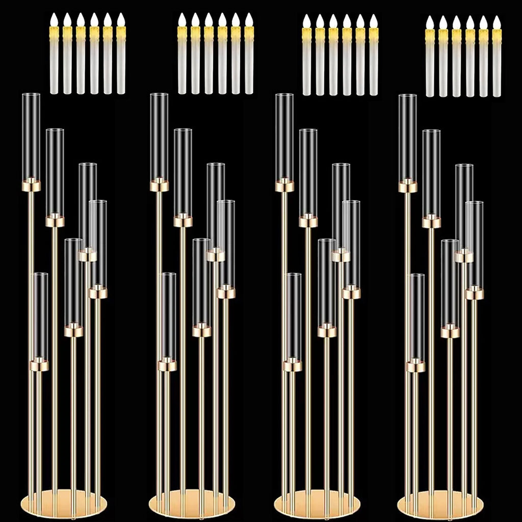 46"Tall Metal Floor Candlestick Holder with 24 PCS LED