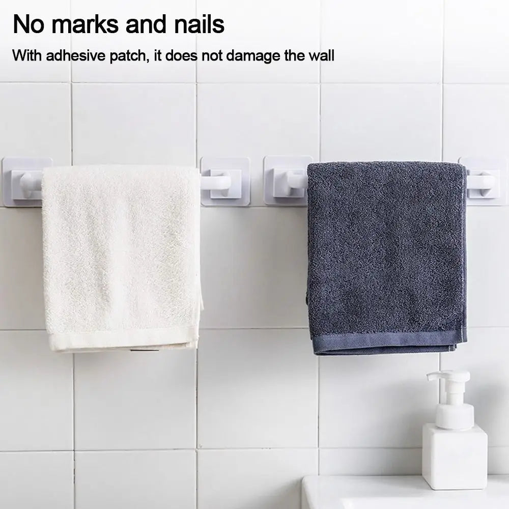 Kitchen Bathroom Wall Bath Towel Holder Rail Rack Self Adhesive Towel Rod Bar Portable Useful Household Gadget