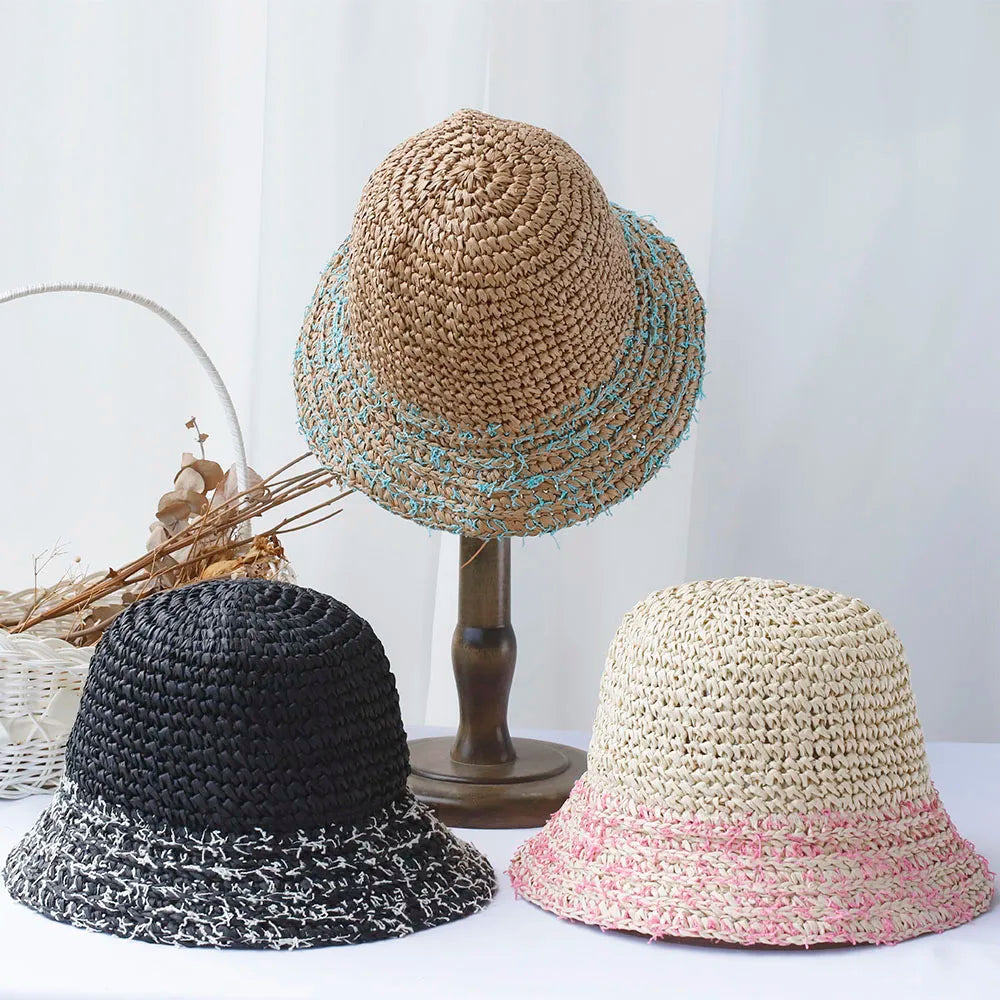 Y2K Beach Korean Straw Hat Summer Women Visor Bucket Hat Fisherman