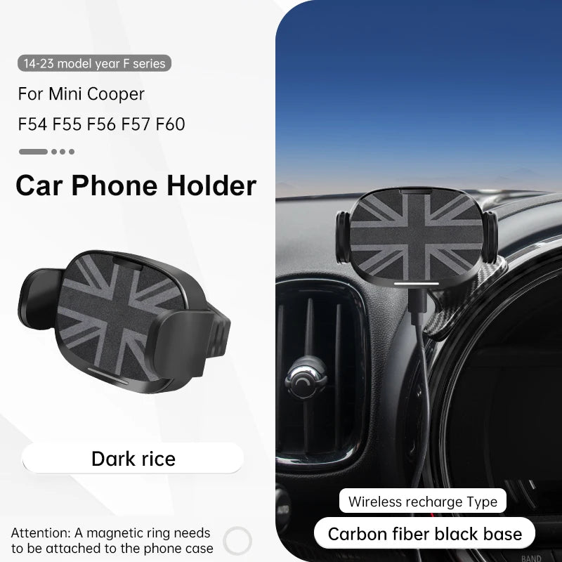 Car Phone Holder Wireless Charger For Mini Cooper F56 F55 F54 F60 F57 2014-2023 Central Control Mobile Phone Bracket Accessories