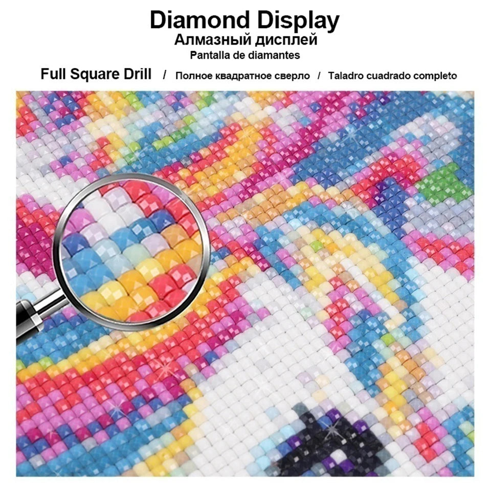 5D Fairy Dust Resin Diamond Painting Cartoon Cat Diamond Embroidery Mosaic Anime Girl Cross Stitch Set DIY Art Home Decor