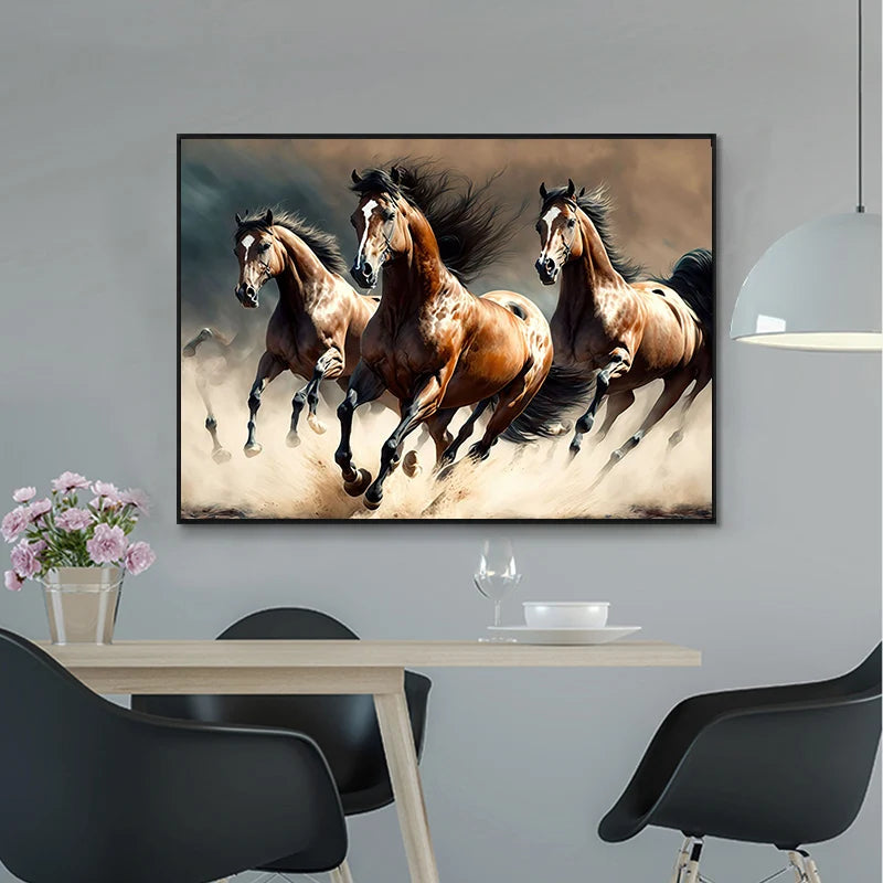 Handsome Horse Watercolor Painting Canvas Poster Animals Wall Art Pictures for Living Room Bedroom Playroom Modern Home Decor