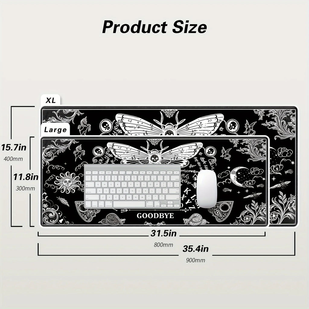 Large Mysterious Ghost Gothic Gaming Mouse Pad Black Anti Slip Rubber Desktop Accessories Mouse Mat Rug Desk Organizer Playmat