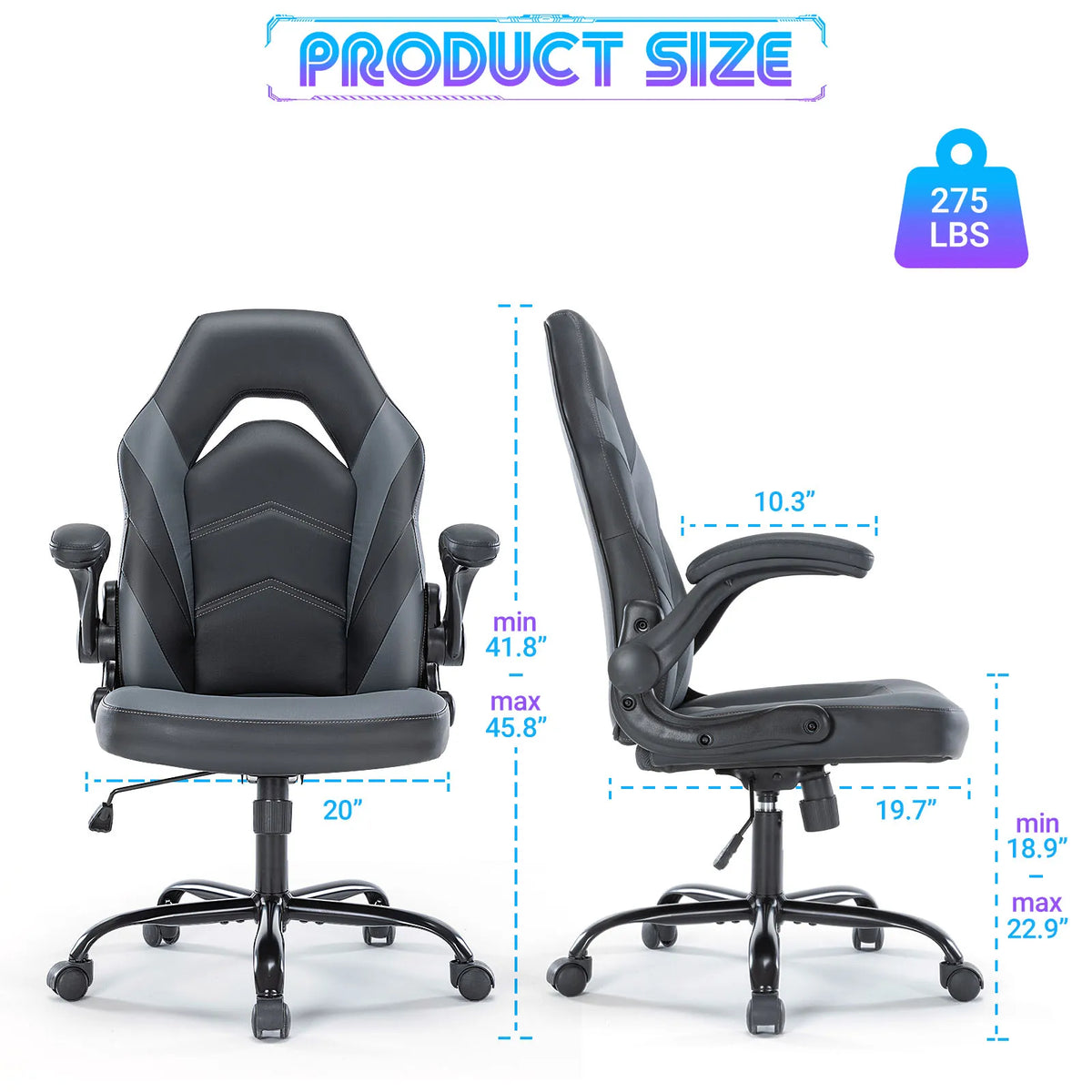 Gaming Desk Chair with Flip-Up Armrests
