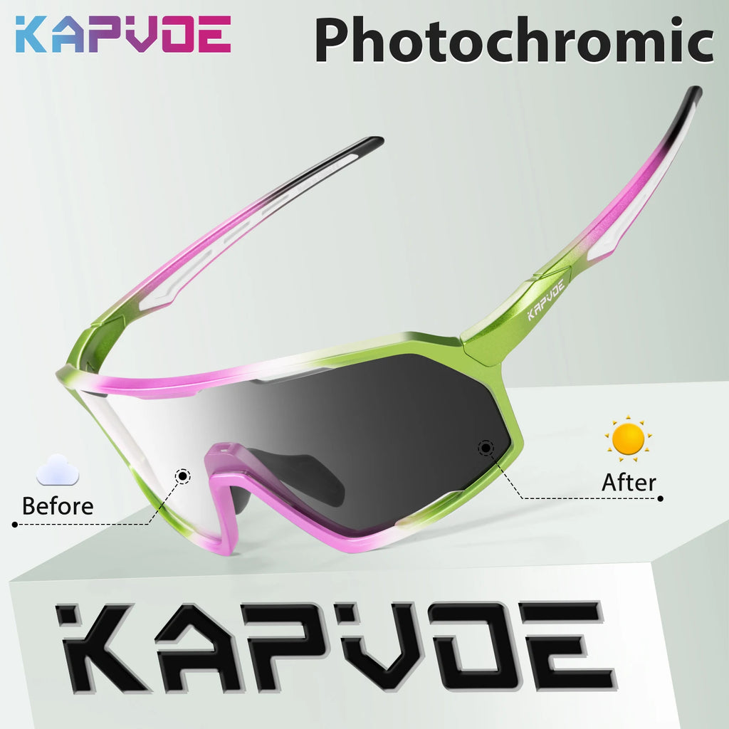 Kapvoe UV400 Photochromic Sunglasses on Sale Polarized Cycling Glasses