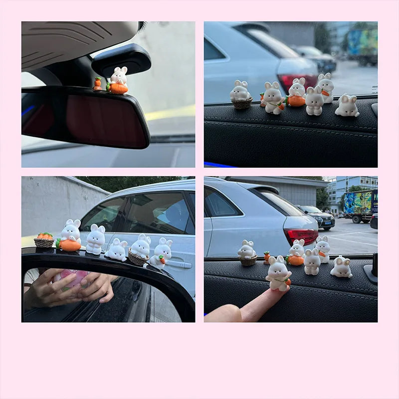 Car Interior Ornaments Mini Duck Bunny Chicks Figurines For Dashboard Rearview Mirror Fairy Garden Home Decor Gift