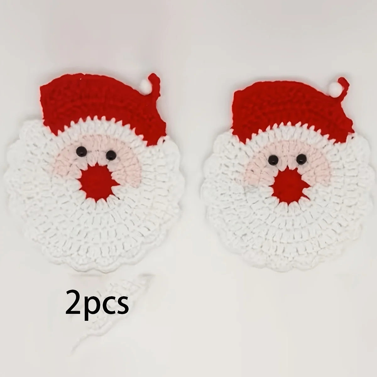 2/4pcs Handmade Crochet Santa Claus Coasters Durable Fabric Drink