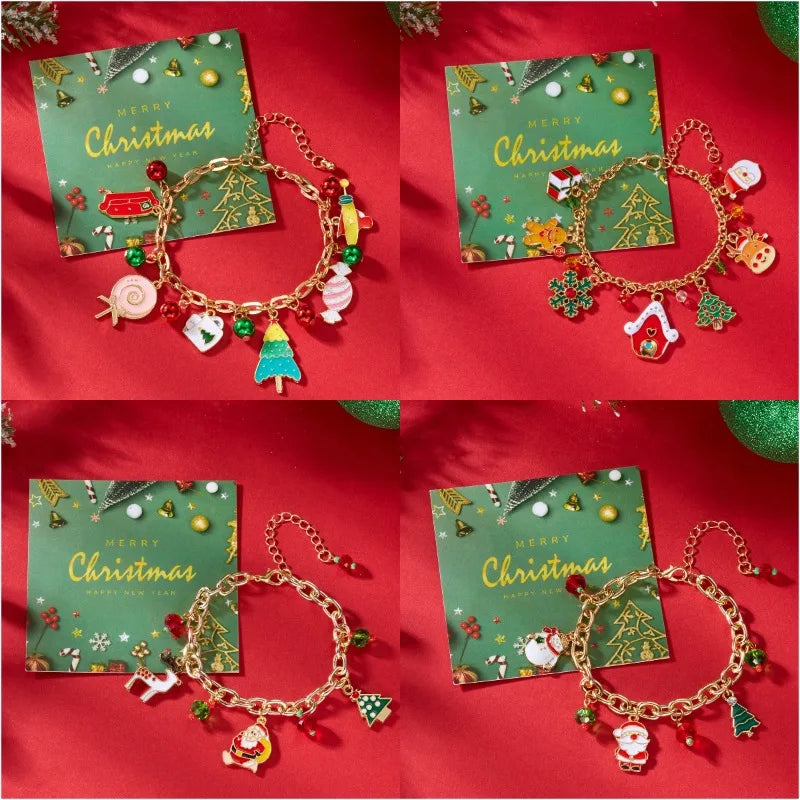 Cute Enamel Christmas Keychain Snowman Santa Claus Key Ring Pendants for Key Holder Women Girls Handbag Decor Jewelry Gifts