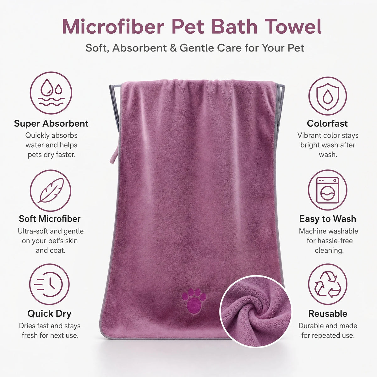 Microfiber Pet Absorbent Towels Super Absorbent & Soft