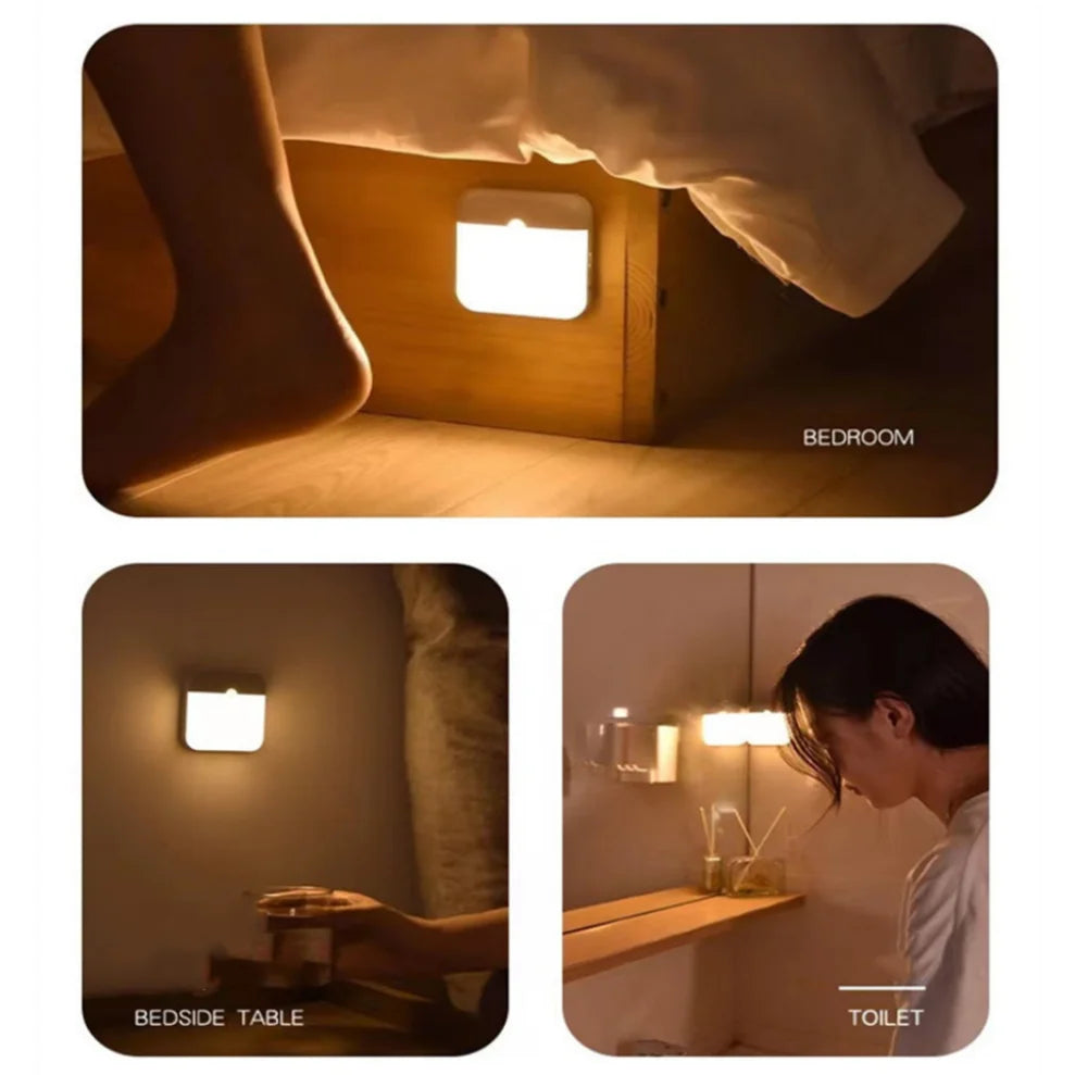 Motion Sensor Led Light Usb Charging Square Lamp for Bedroom Kitchen Stair Hallway Wardrobe Cupboard Lighting Led Light